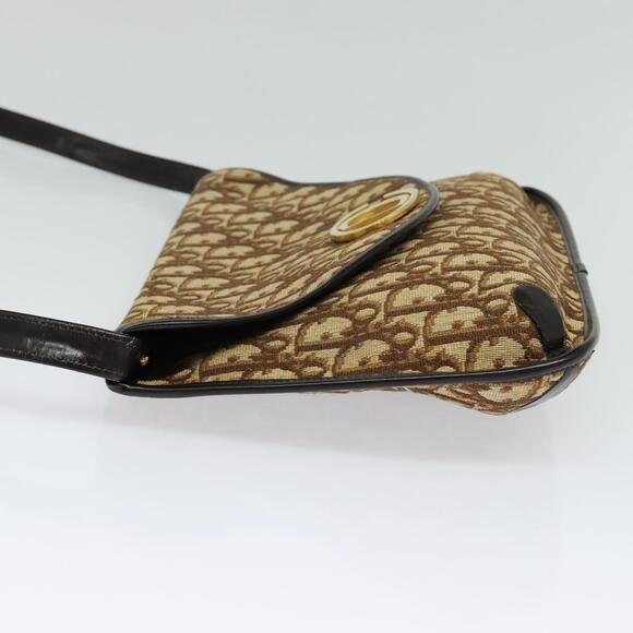 DIOR Trotter Canvas Shoulder Bag Brown Gold - Picture 4 of 12